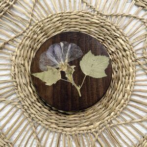Handmade Wooden Round Dried Flower Coaster